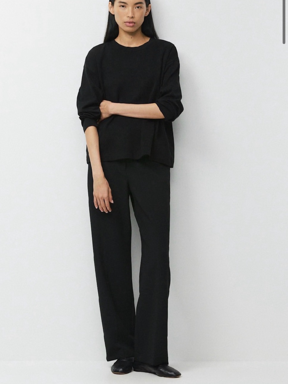 Aritzia Babaton The Agency Black Wide-Leg High Rise Trousers Office Class Casual